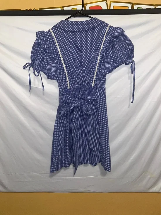 Free People Blue Polka Dot Puff Sleeve Mini Dress - Picture 5 of 8